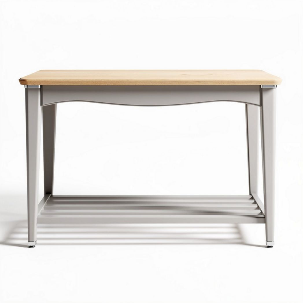 Bureau van staal met houten blad afmetingen 120 x 60 x 75cm