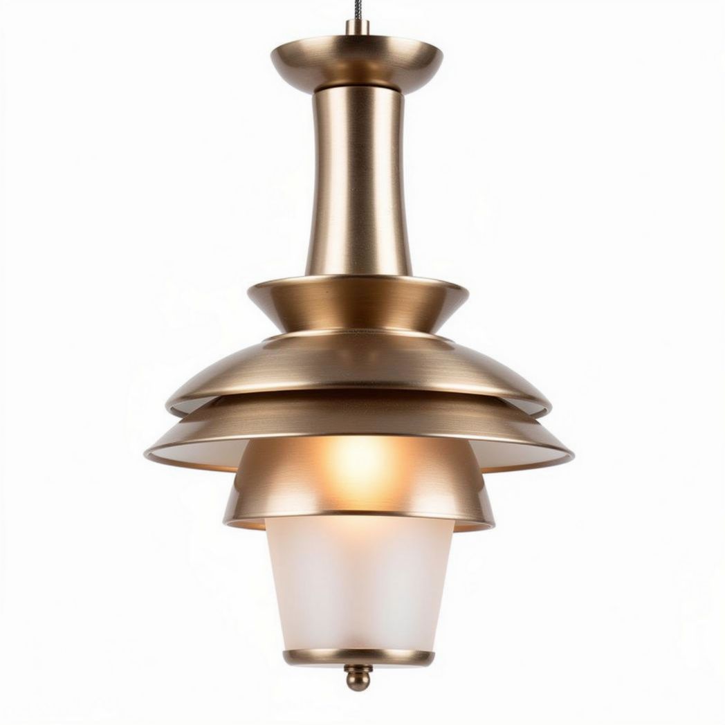 Hanglamp van metaal en glas in bronskleur 25 x 25 x 35 cm voor binnenverlichting