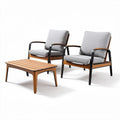Twee comfortabele loungestoelen met kussen en houten tafel 75 x 70 x 85cm