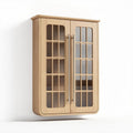 Houten wandkast met glazen deuren 80 x 40 x 100cm naturel eiken finish
