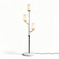 Drie-armige vloerlamp met marmeren voet en opaal glazen lampenkappen 25 x 25 x 150cm